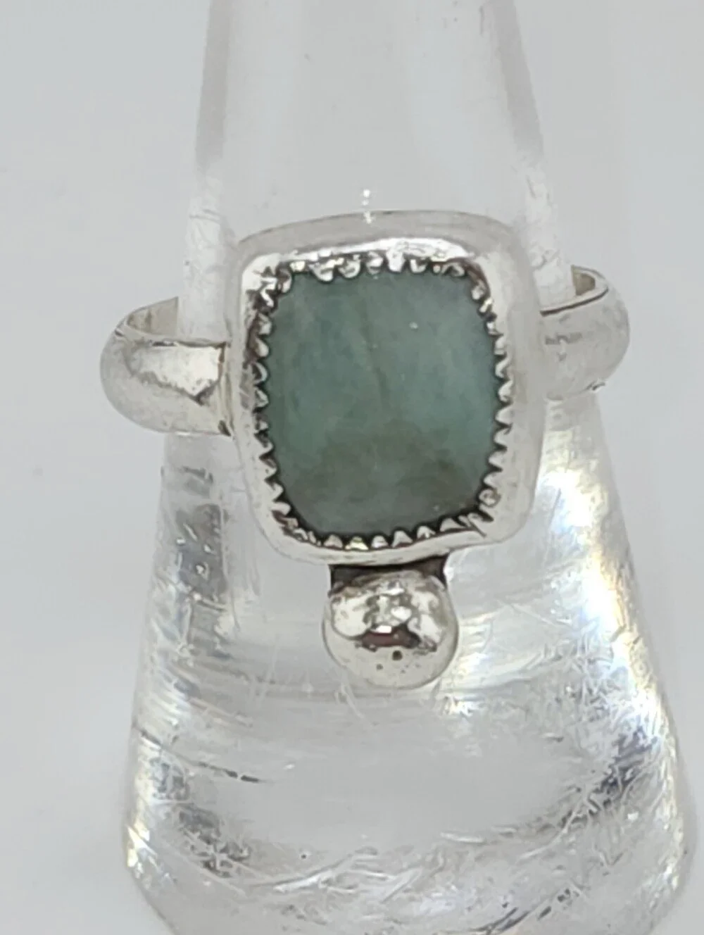 EMERALD GENUINE GEM HANDMADE RING IN STERLING SILVER SIZE 8